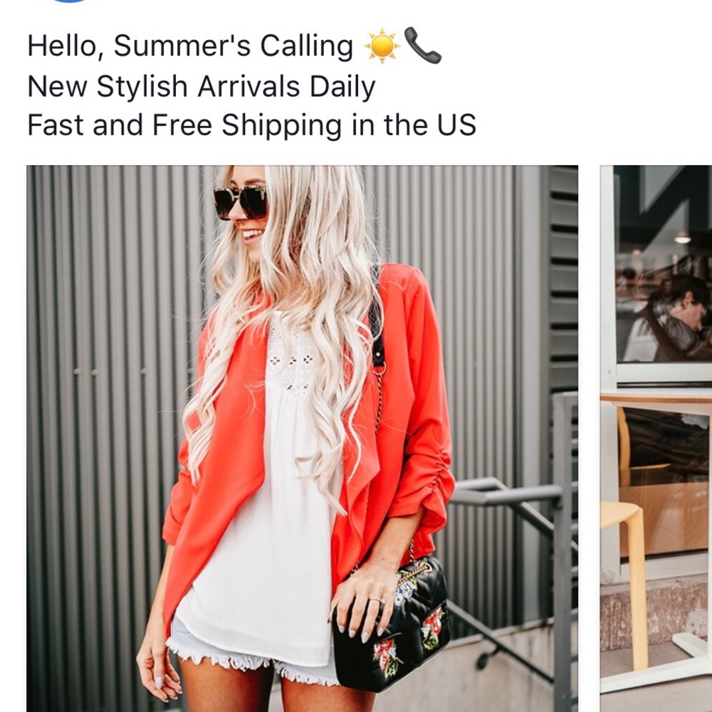 Coral blazer purchased from Nanamac’s boutique